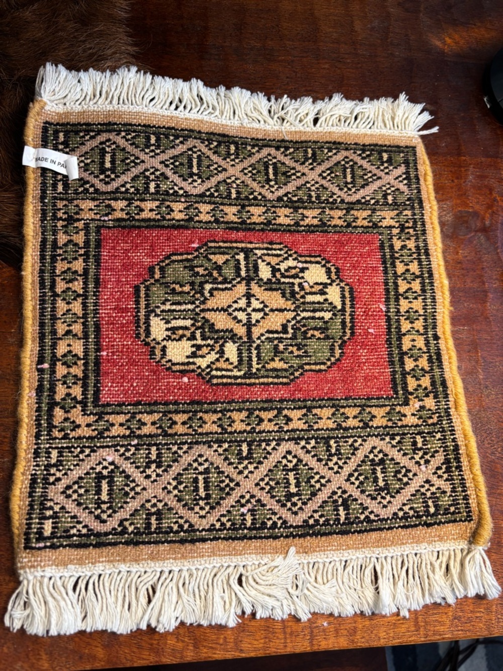 Prayer Rug Handmade Wool Knotted 14 x 11 1/2 - Picture 3 of 4